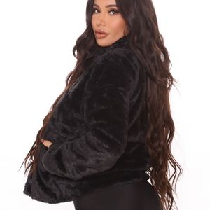 Fashion Nova Black Faux Fur Coat